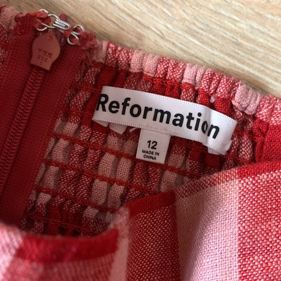 reformation • linda linen dress in concha check gingham plaid 12 - Picture 7 of 9